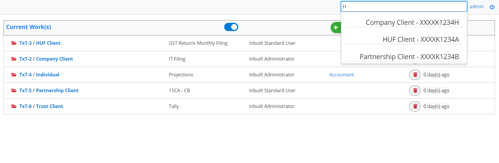 Taxotix Client Search