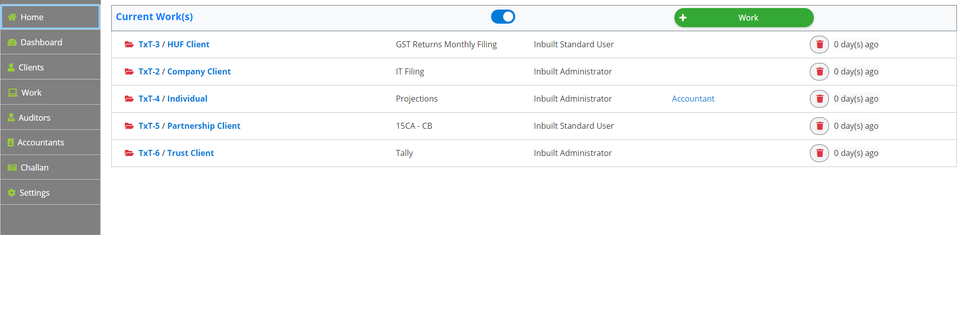 Taxotix Work Dashboard